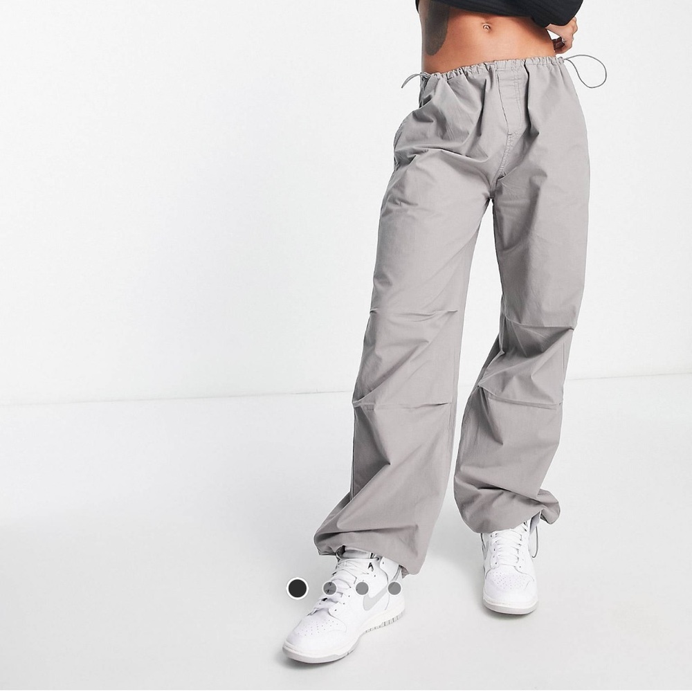 Stradivarius oversized parachute pants in gray